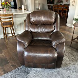 Brown Leather Swivel Recliner – Like New