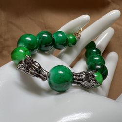 Green Marble Beads with Dragon Head