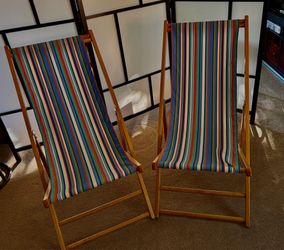2 Cape Cod wood reclining beach chairs
