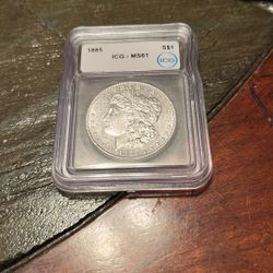 1885 Morgan Silver Dollar Graded MS61 UNC 