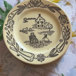 Bucks County Plates, BUCKS COUNTY Underglaze Yellow Plate Vintage Royal Sebring Ohio Farmhouse 