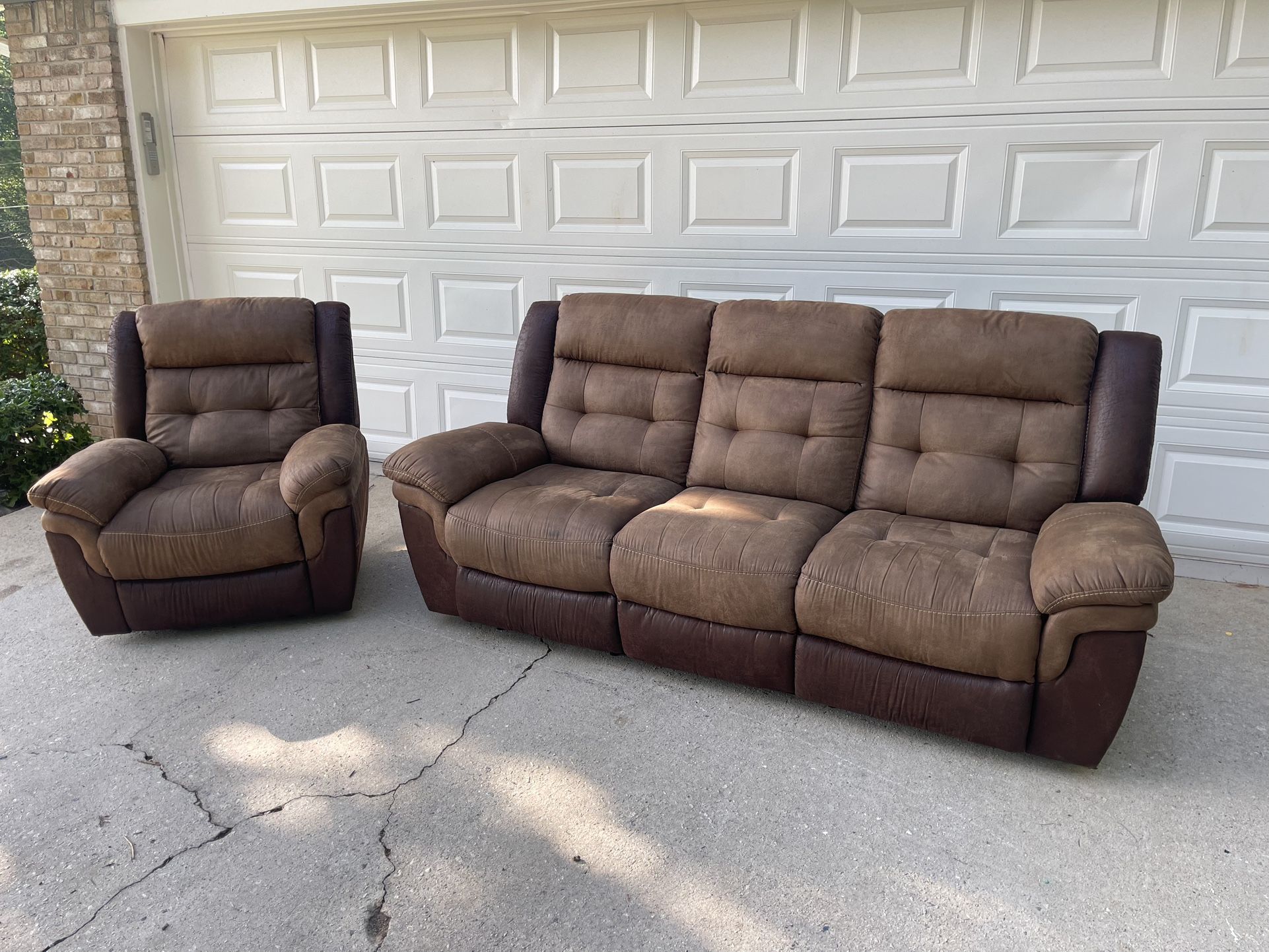 Brown Recliner Couch Sofa Set