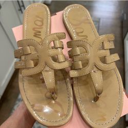 Sam Edelman Tan Patent Thong Sandals