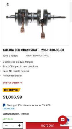 Banshee 350cc crank shaft oem brand new