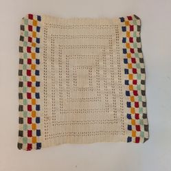 Placemat Doily Handmade Crochet Multicolored Border And Cream Color 11x11