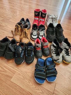 11 pairs of kids shoes size 10 -12