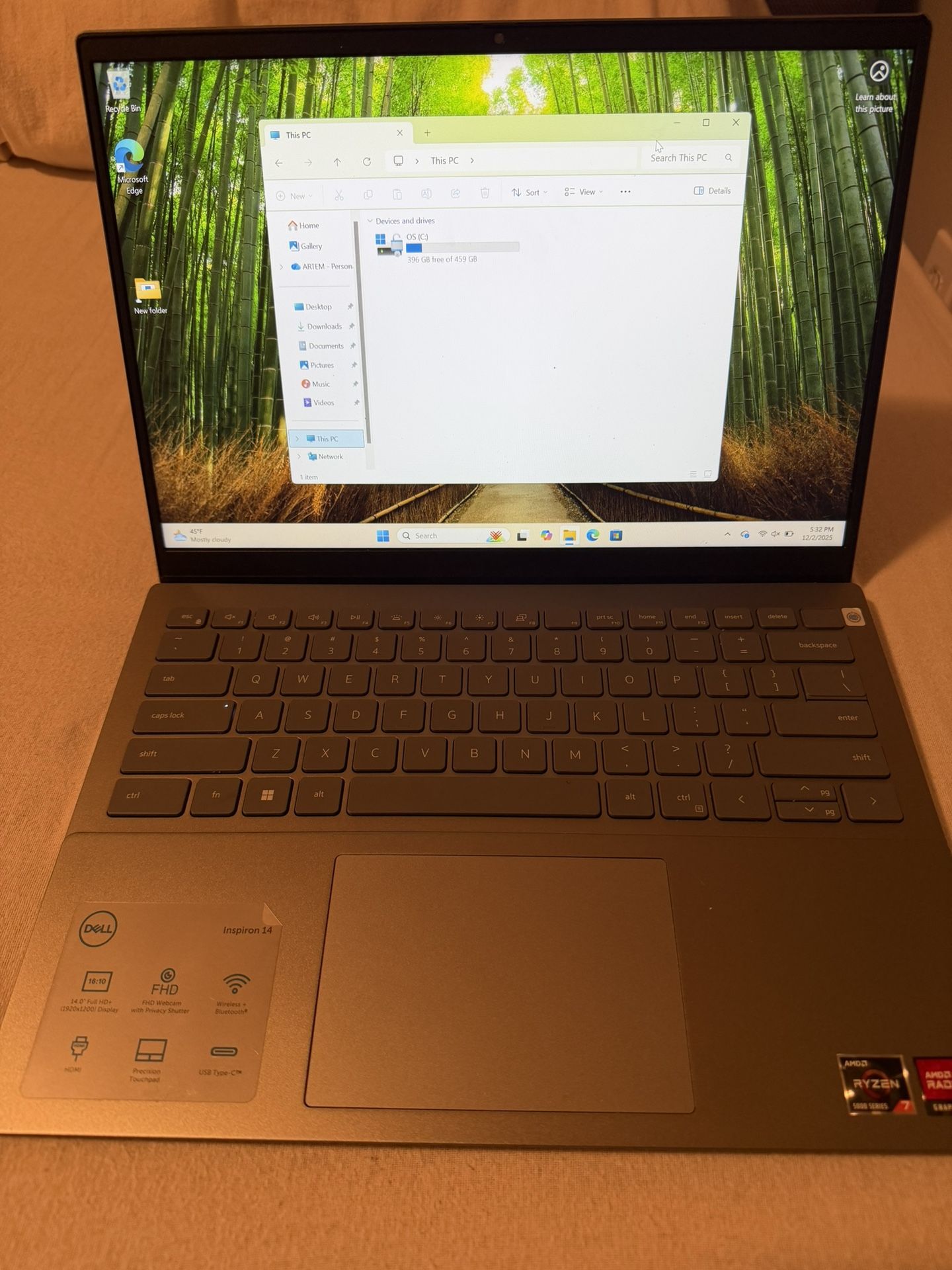 LAPTOP DELL INSPIRON 14 RYZEN 7 5000 SERIES 512 GB 16 GB RAM AMD RADEON GRAPHICS 