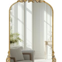 *NEW* Vintage Bronze Gold Arched Mirror 24''x42"