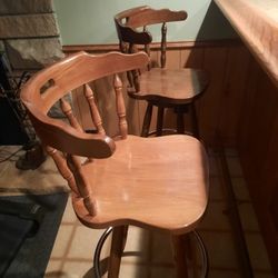 2 WOODEN BAR STOOLS
