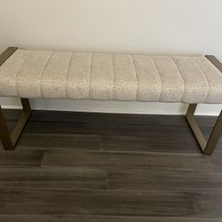 Gold & Cream Bench  14.5”d x 18”h x 47”w