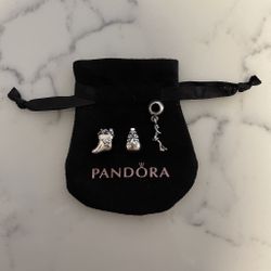 Set of 3 Brand New Pandora Silver Charms w/ Pouch