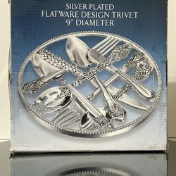 Godinger Silver Art Co 9” Diameter Silver Plate Utensils Trivet or Wall Decor