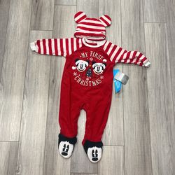  Mickey Baby 1st Christmas Onesie 12-18 Months