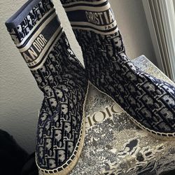 CHRISTIAN DIOR Velvet Oblique Granville Espadrille Boots