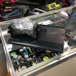 Sony PS3 Super Slim PlayStation 3 2 Controller And Cables