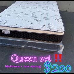 Queen Size Pillow Top Mattress Set ‼️‼️