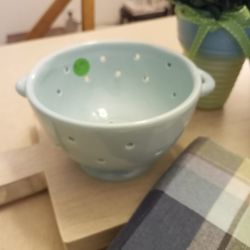 Baby Blue Ceramic Berry Collender Bowl