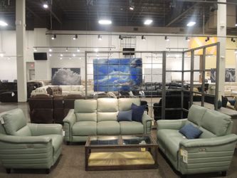 Barcalounger Malone Power Sofa - Cadet Blue (Sage Seafoam Green-Blue) | Couch | Living Room Couch