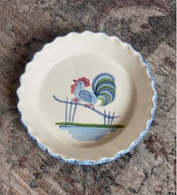 Los Angeles Pottery Rooster Pie Plate, vintage 9”