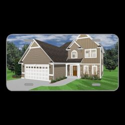 License Plate Novelty Car Front House 3D Render Exterior Architecture