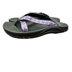 Earth Womens Kalso Sandals Thongs Flip Flops Black / Purple Size 6