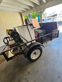 CARWASH EQUIPMENT READY FOR WORK
HONDA GX200 GASOLINEPRESSURE WASH
-WATER TANK 100GAL WITH HOSE
-100FT ROLLING REEL WITH HOSE
-SHORT GUN AND LARGE
350