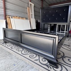 Upholstered Black Queen Bed Frame