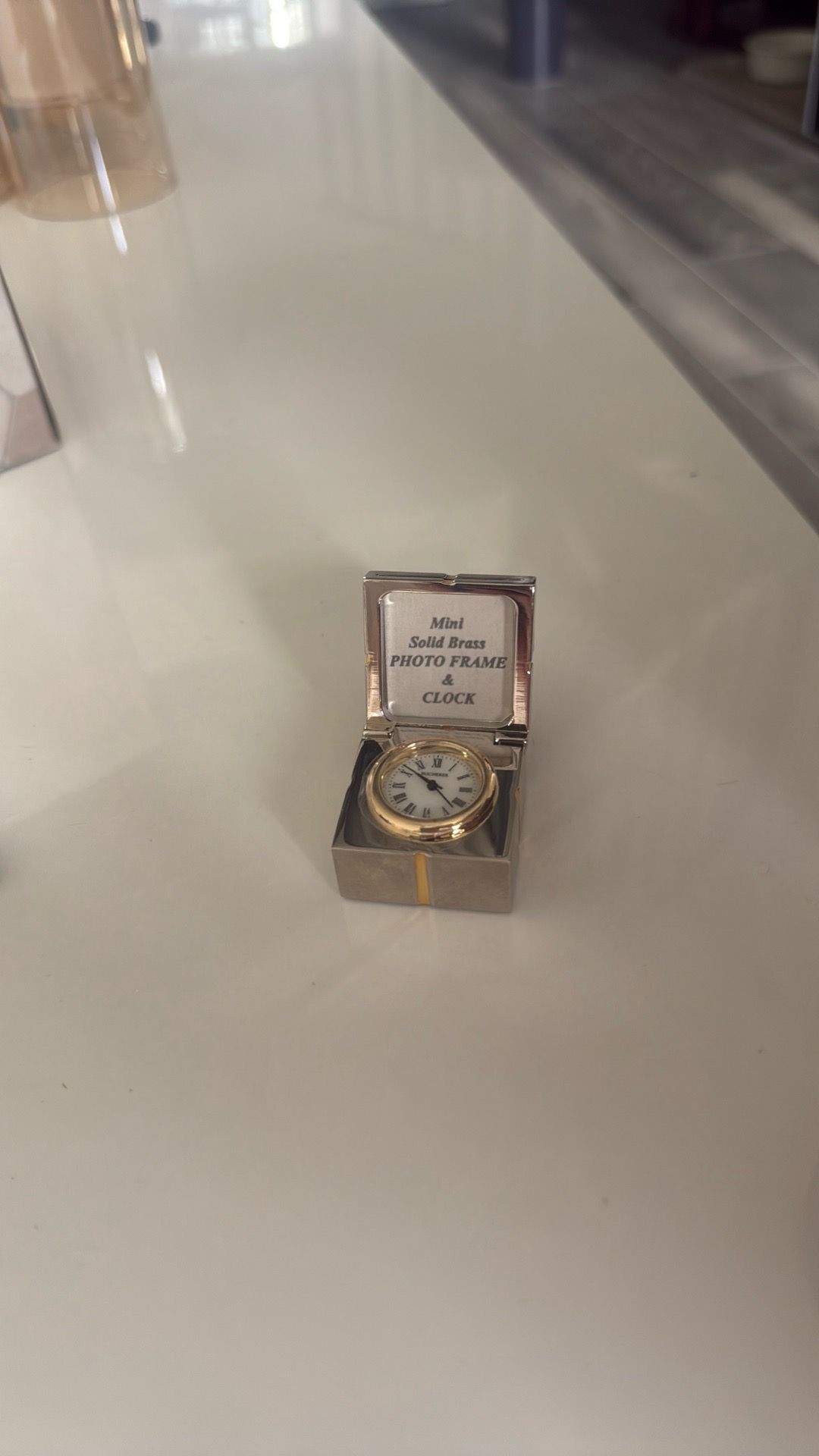 Mini Bucherer Solid Brass photo frame & clock