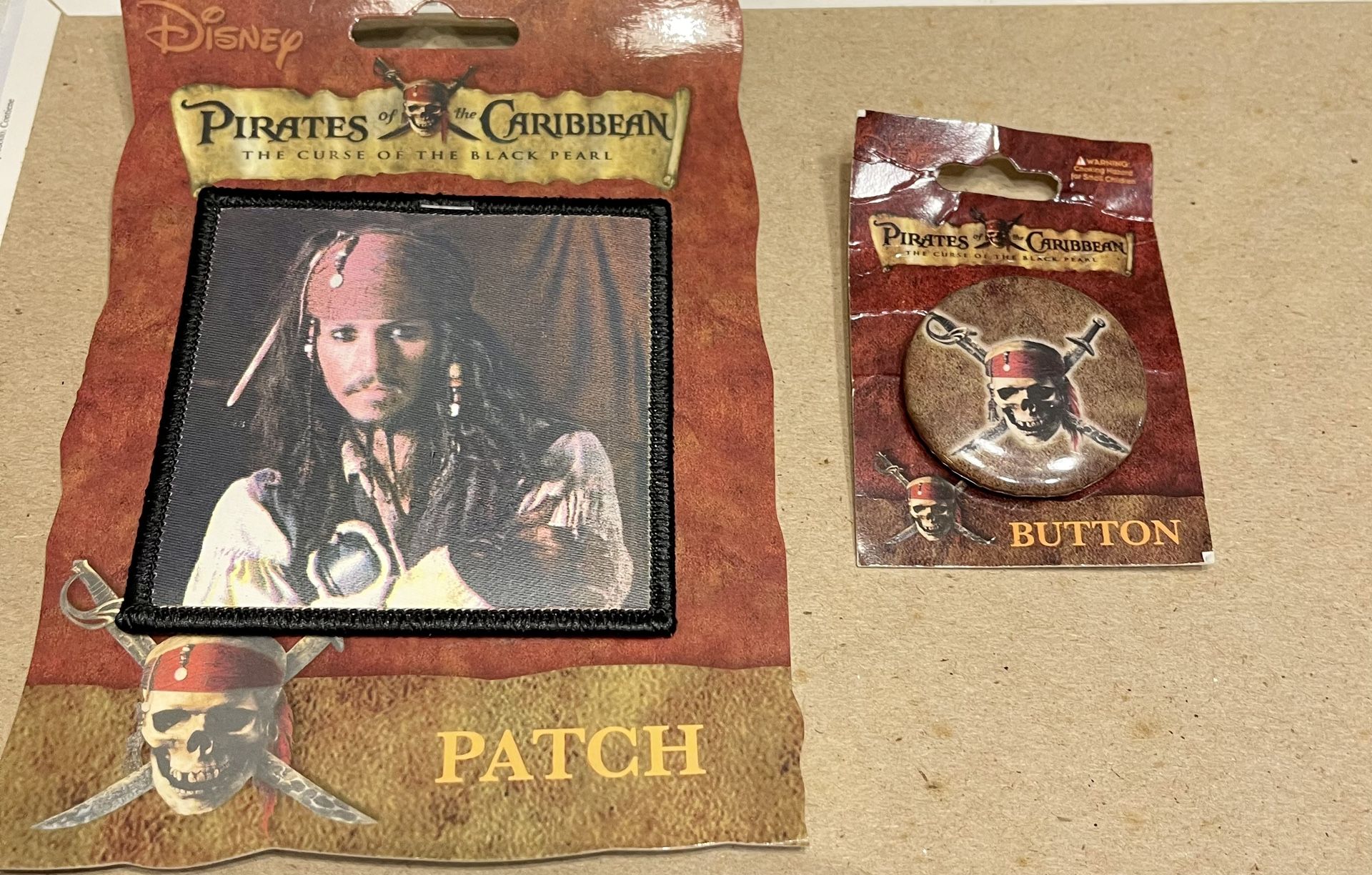 Disney Pirates Of The Carribean Jack Sparrow Portrait Patch & Button