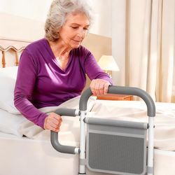 Brand New In Box Unopened   ONTHEWEI Bed Rails for Elderly Adults Safety, with Double Non-Slip Handle & Storage Pouch, Fits Most Bed Sizes, Bed Assist