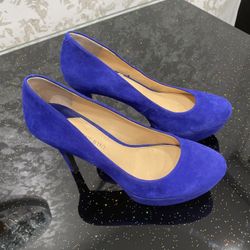 Gianni Bini Blue Suede Shoes Platform Pump Stiletto Heels Size 8M