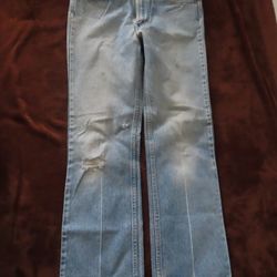 VINTAGE LEVIS (contact info removed) BLUE DENIM JEANS ORANGE TAB MADE IN USA 32x32 (31x31)