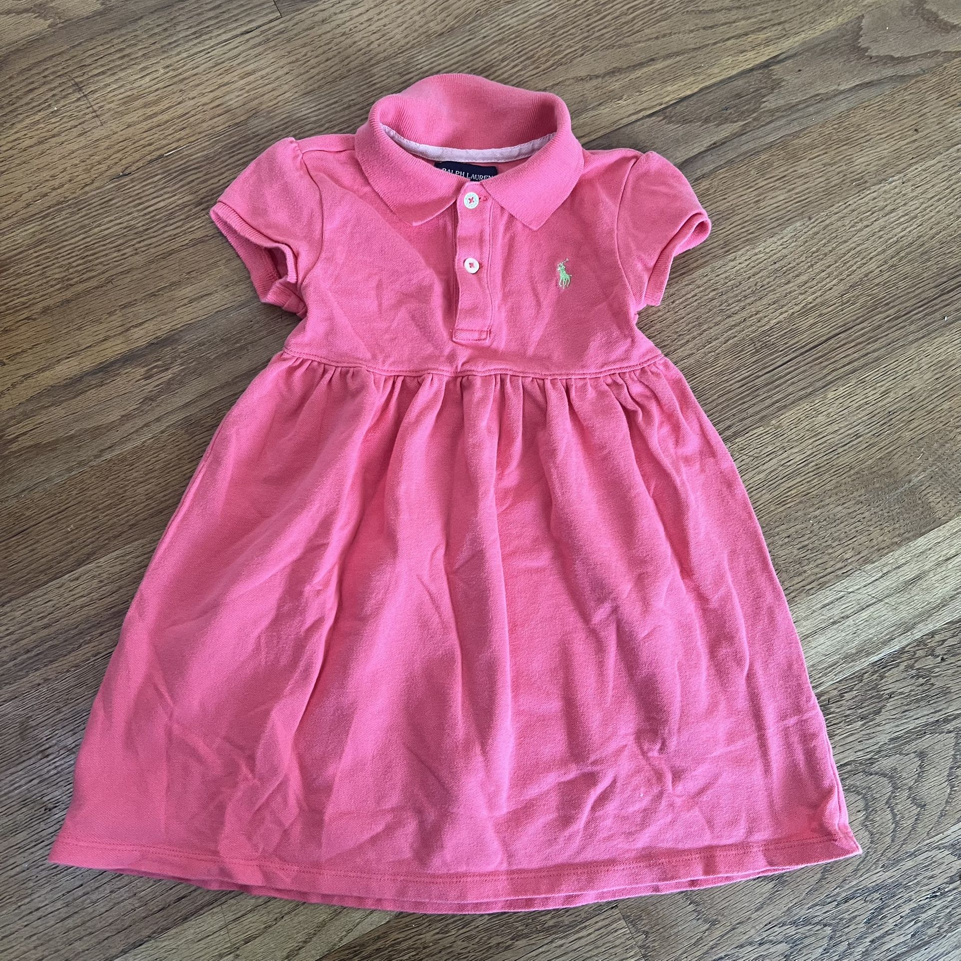 Ralph Lauren Girls Pink Polo Cotton Dress for Kids size 4