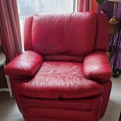Asking $120, OBO!! NEED GONE ASAP!  Red Leather Recliner Chair – Rocker, Mint Condition – Super Comfy, Must Go Today
