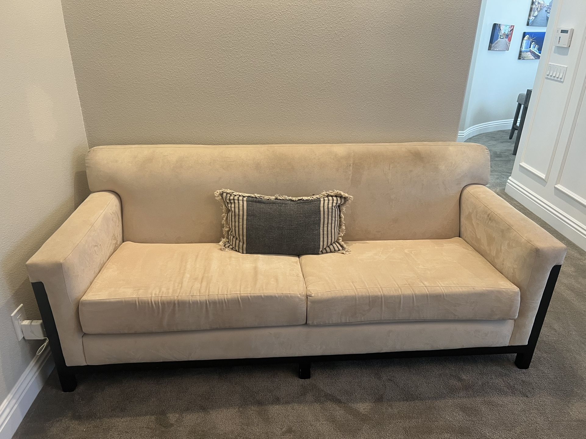 Italian Made beige Felt Couch 84 Inches