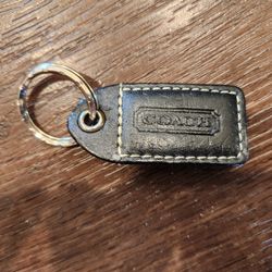 Coach black leather keychain  good condition  
