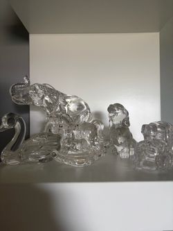 Glass animal decorations - Elephant , swan , dog , train , horse