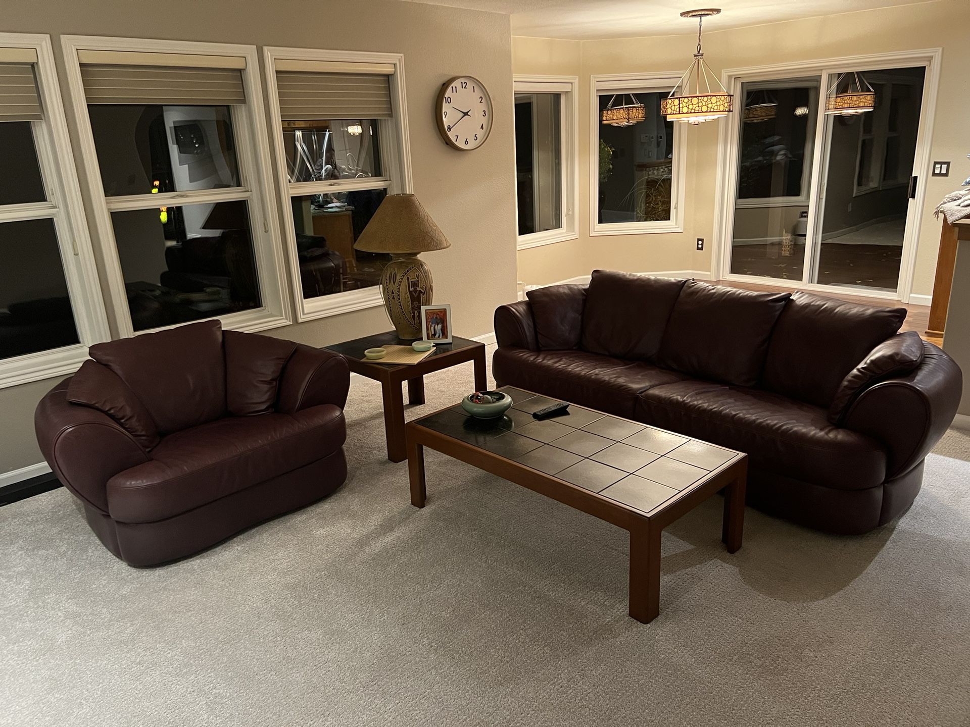 Natuzzi Leather Couch and Chair