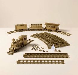 Brass Train Set Hearth & Hand Magnolia Christmas Tree Toy Gift Ornaments NEW