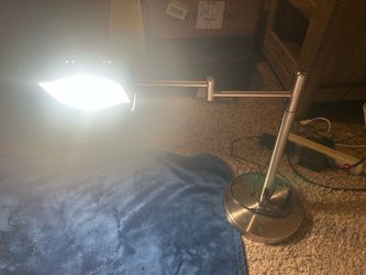 LED Swing Arm Task Reading Lamp 22in. Brushed Nickel Dimmable with Adjustable Lamp Head MetroBeam