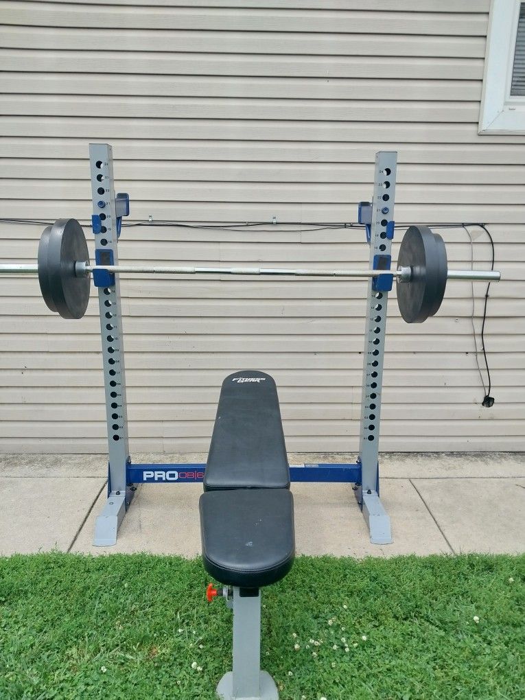 Olympic Bench / Squat Rack/7ft Bar /weights/clips
