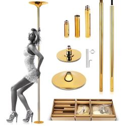 9.25 FT Spinning Static Gold  Dancing Pole Kit- LOW BALLERS WILL BE IGNORED 