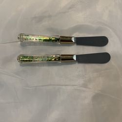 Pair of Festive Cheese and Jam Spreader Knives 6” Inches 