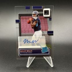 2022 Panini Donruss Clearly Rated Rookie Malik Willis #53 Autographs (AU, RC)