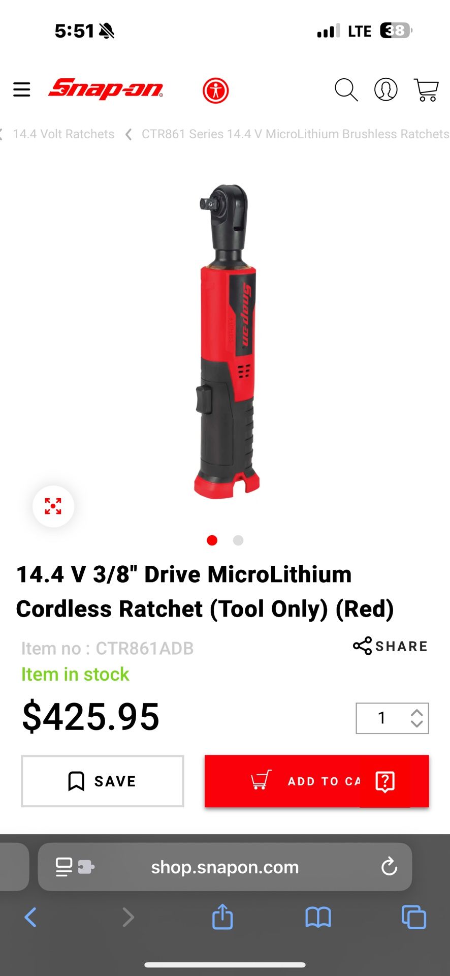 SNAP-ON 3/8 RATCHET