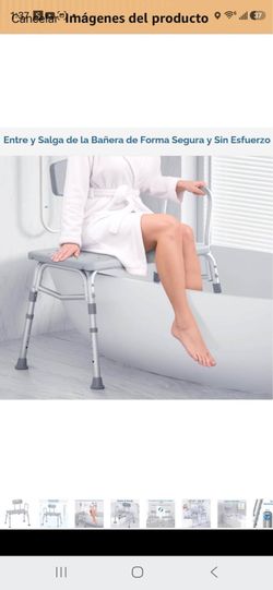 Banco de transferencia de tina para bañera, silla de ducha con respaldo apta para FSA/HSA,