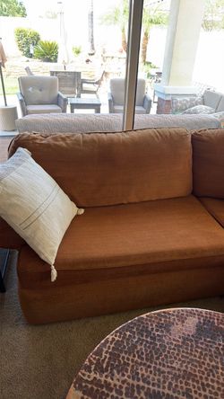 Rust Orange Fabric Sofa