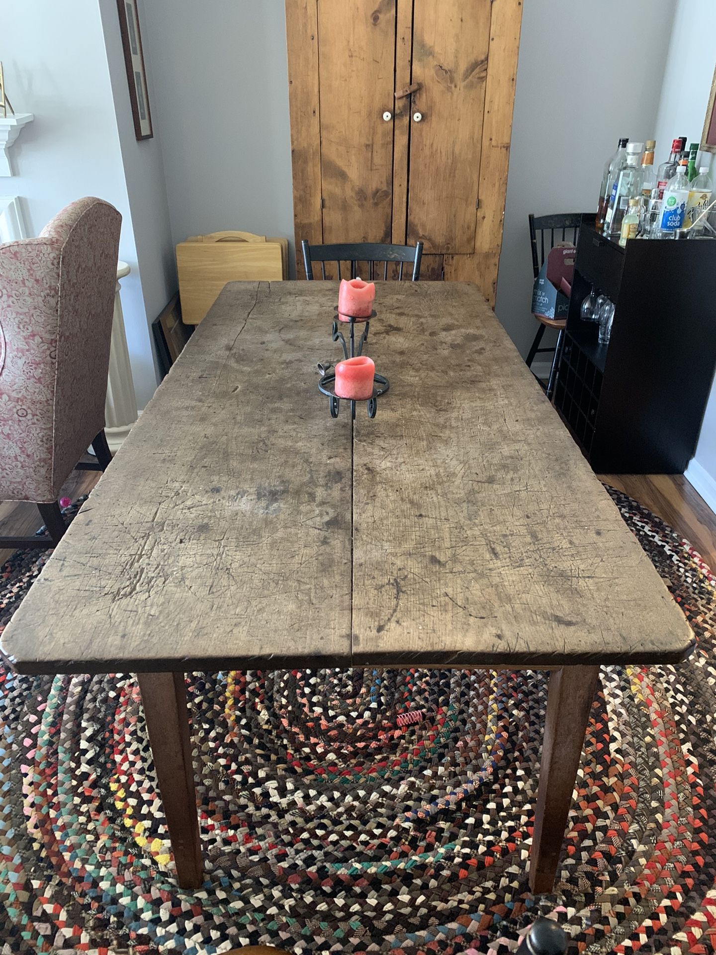17th Century Pegged Tavern Table 35”Wx 78L” Raised Once. Comfortably seats 8