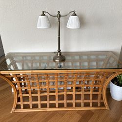 Console Table- Bamboo Lattice Rattan