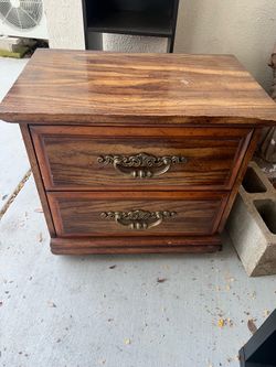 vintage wood bedside table